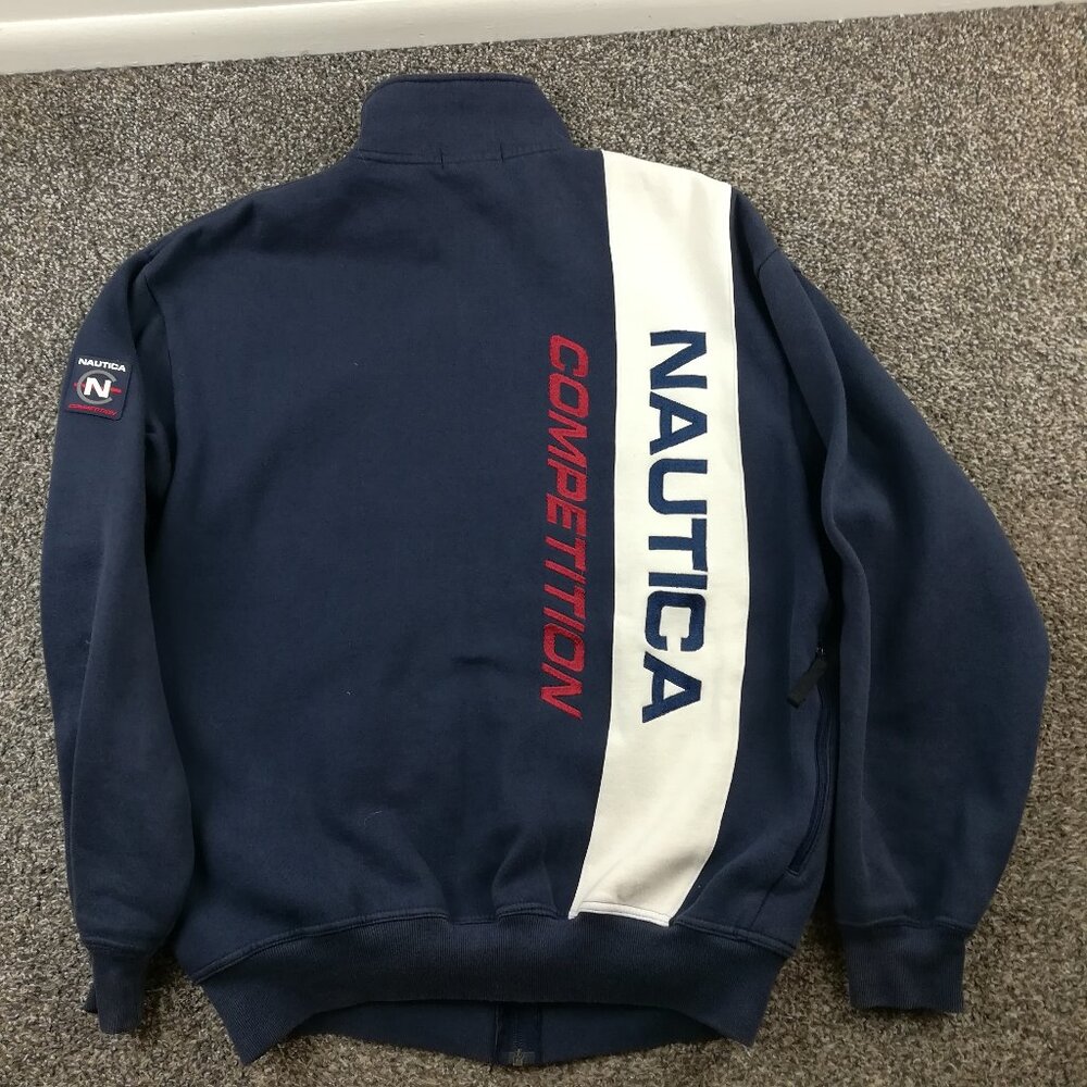 Vintage Nautica Competition Track Jacket Full Zip Cotton Embroidered Mens Large
